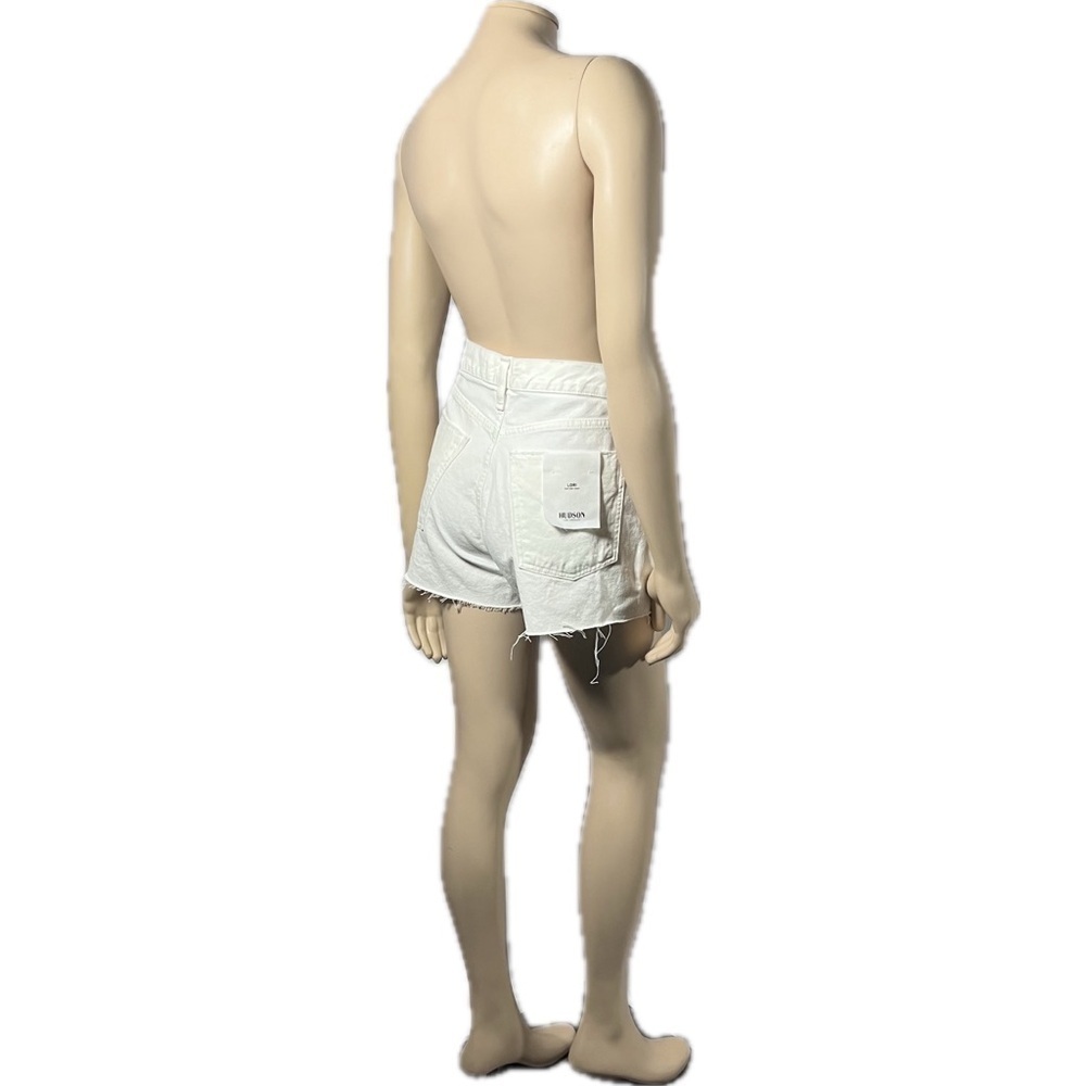 NWT Hudson Lori High Rise White Denim Shorts Button Fly - Picture 2 of 14